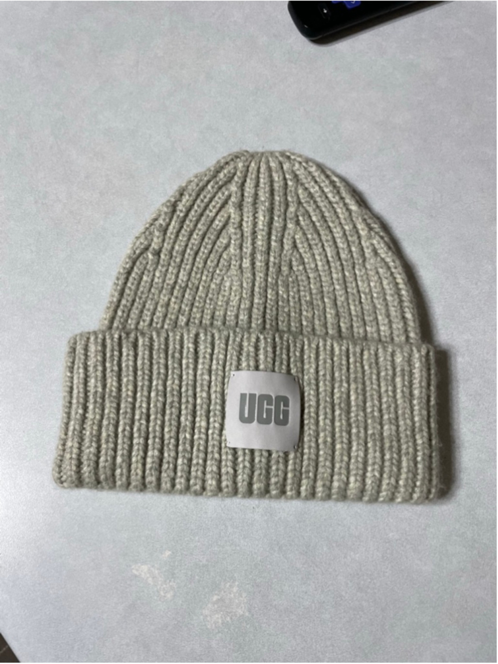 Women's UGG Beige Ribbed Knit Beanie Hat One Size